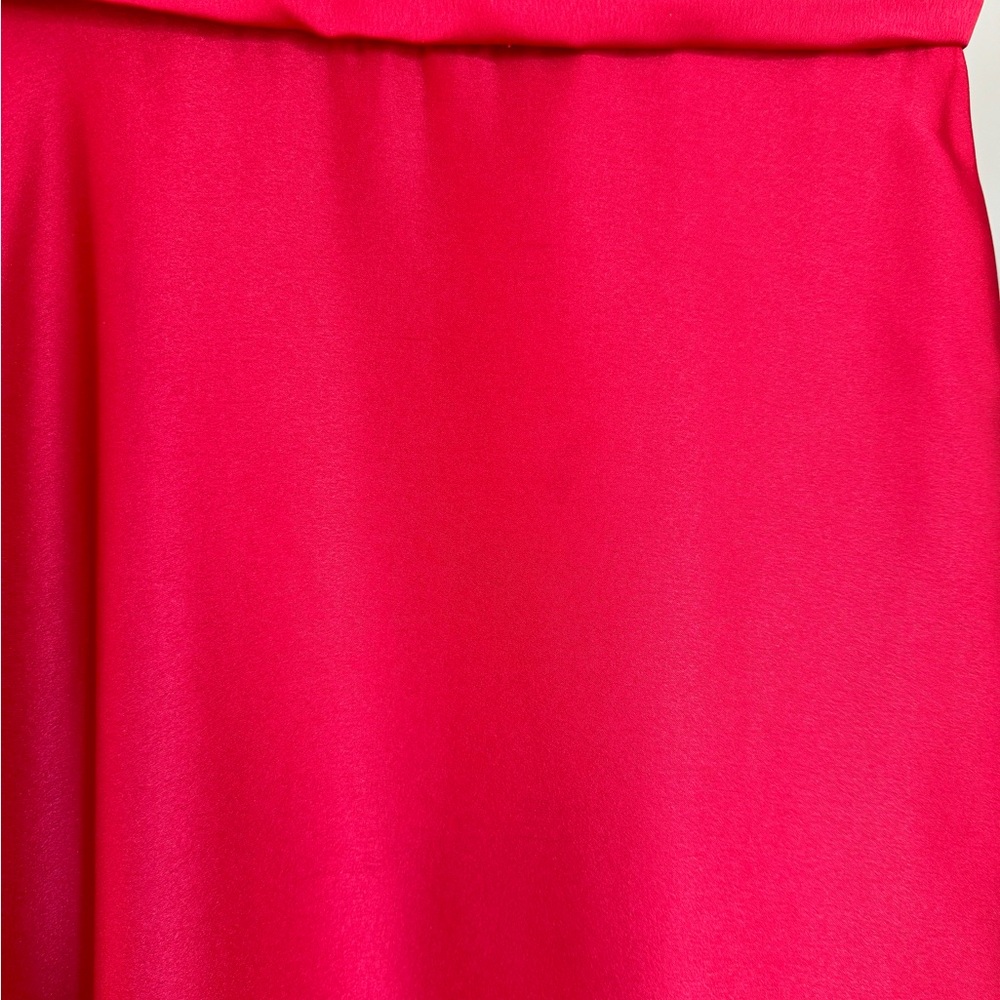 La Femme Red Satin Deep V-neck A-line Gown Formal Gown Prom Size 12 - Picture 4 of 10